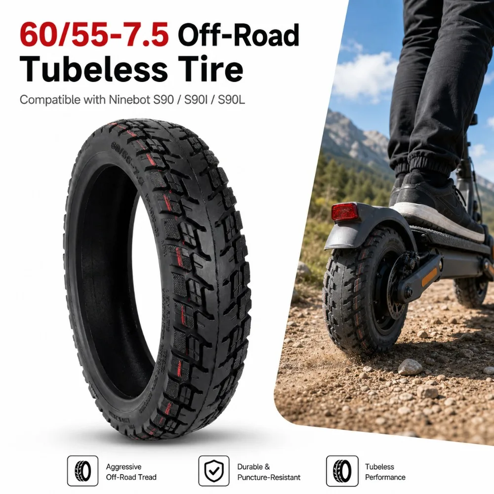 60/55-7.5 Off Road Vacuum Tire Suitable for Ninebot No.9 S90/S90I/S90L Electric Scooter Off Road Explosion Proof Tire
60/55-7.5 Off Road Vacuum Tire Suitable for Ninebot No.9 S90/S90I/S90L Electric Scooter Off Road Explosion Proof Tire