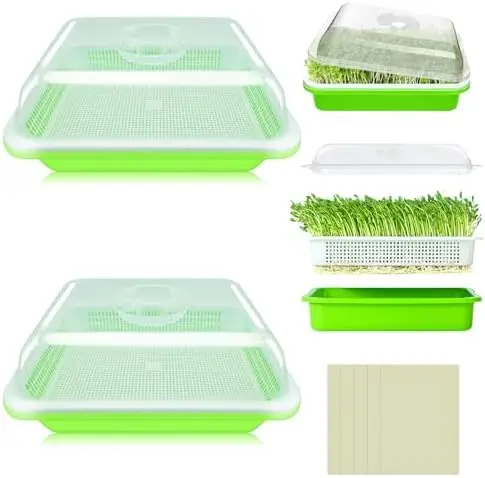 Legigo 2-Pack BPA-Free Seed Sprouter Trays with Lids – Microgreens & Wheatgrass Growing Kit with Germination Paper
Legigo 2-Pack BPA-Free Seed Sprouter Trays with Lids – Microgreens & Wheatgrass Growing Kit with Germination Paper