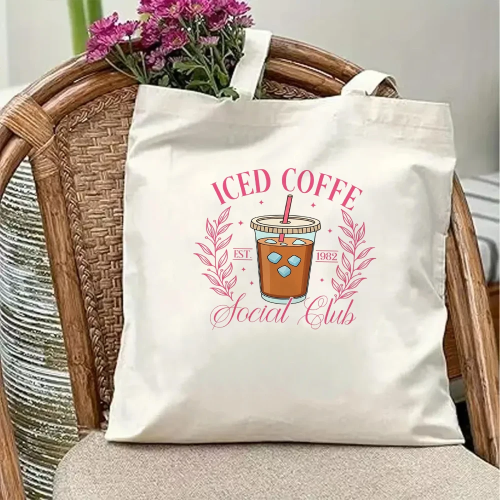 Iced Coffee Social Club Printed Canvas Tote Bag Cute Coffee Cup Large Casual Shoulder Shopping Bags Reusable Grocery Shopper
Iced Coffee Social Club Printed Canvas Tote Bag Cute Coffee Cup Large Casual Shoulder Shopping Bags Reusable Grocery Shopper