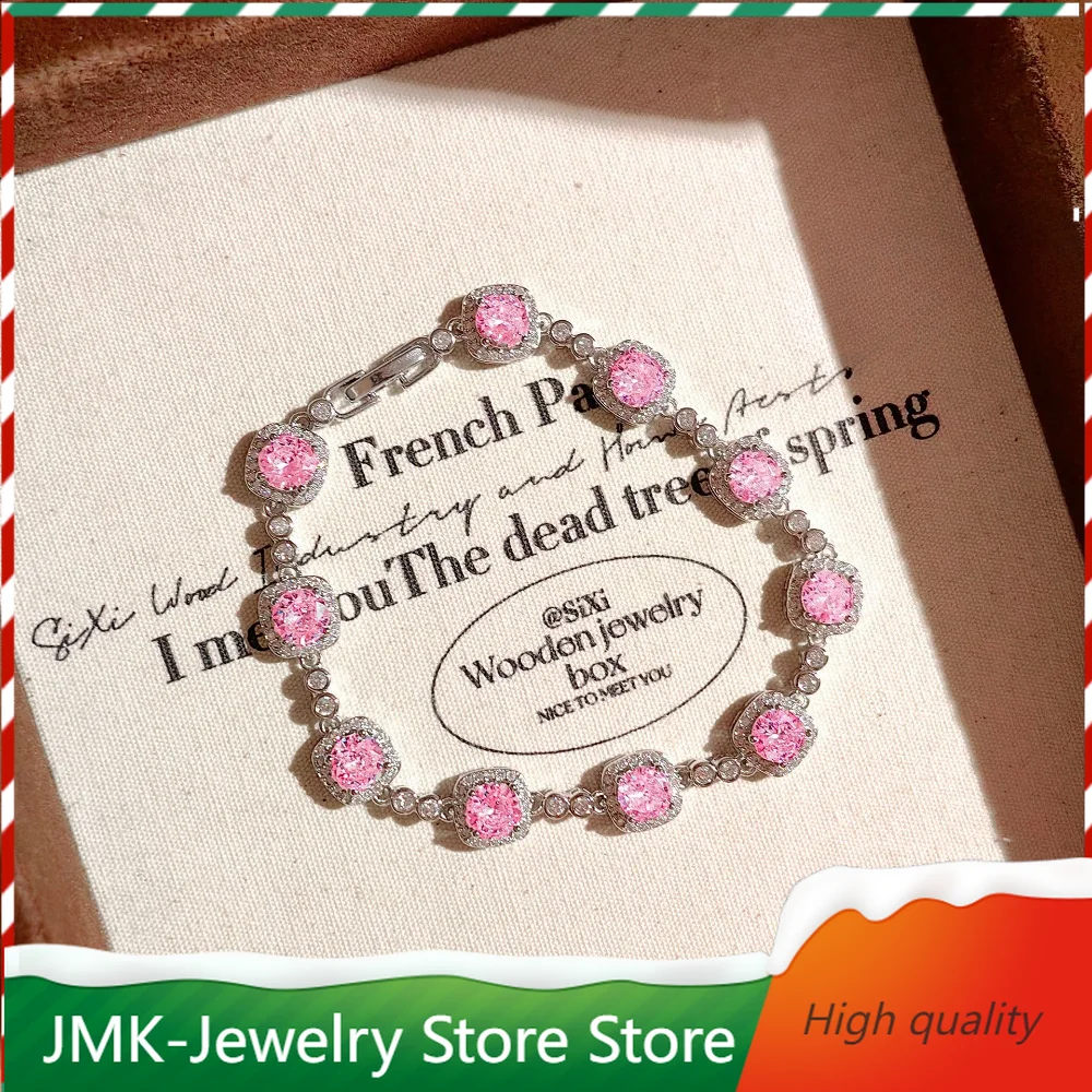Classic Fashion Women's Bracelet - 925 Silver Plated with Four Prongs Set of Pink Morganite - For Birthday Party Jewelry
Classic Fashion Women's Bracelet - 925 Silver Plated with Four Prongs Set of Pink Morganite - For Birthday Party Jewelry