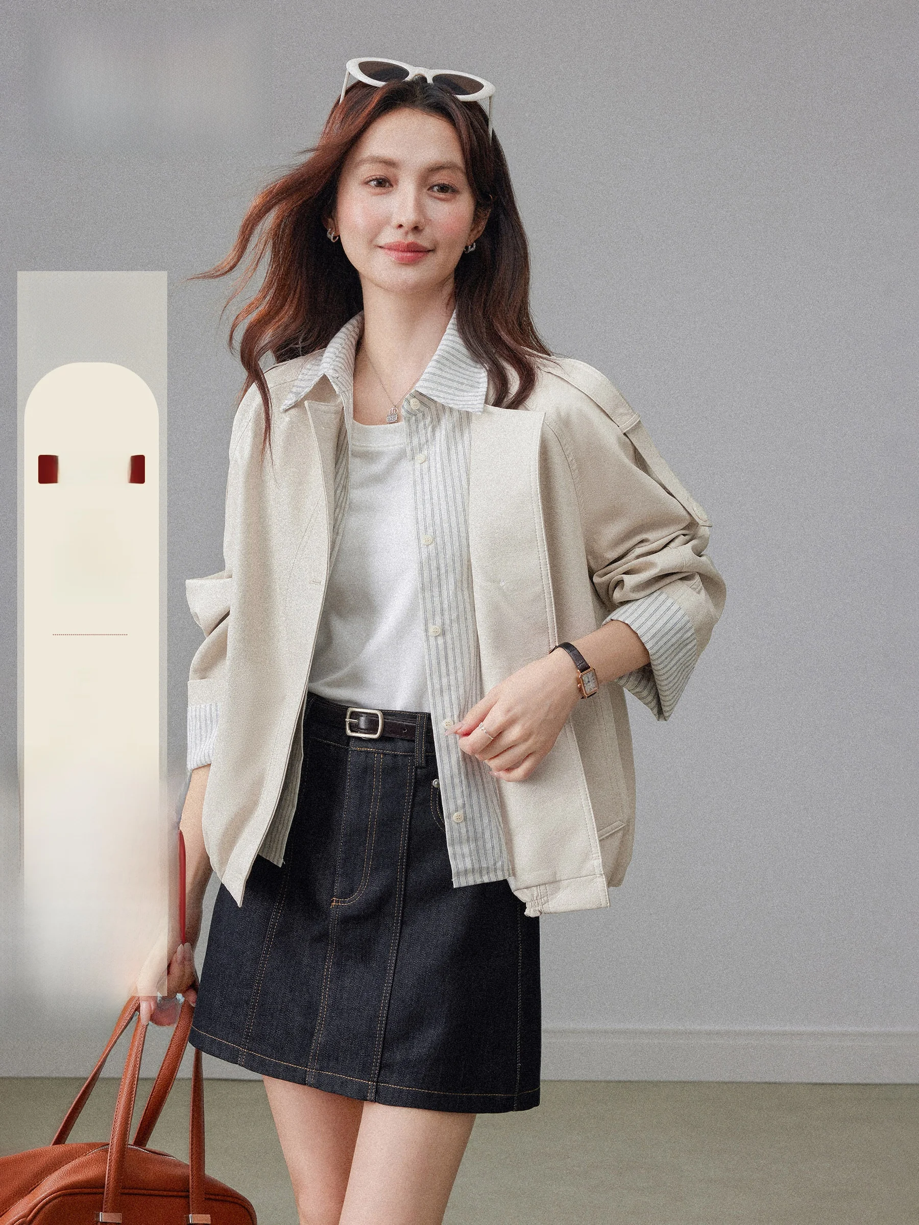 Casual Striped Patchwork Collar ort Jaet Women's Loose Fit Spring 2026 New Sle Top Casual Windbreaker Outerwear
Casual Striped Patchwork Collar ort Jaet Women's Loose Fit Spring 2026 New Sle Top Casual Windbreaker Outerwear