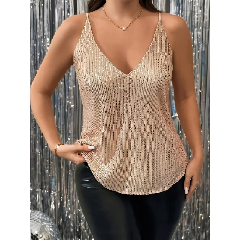Plus Size - Plus Size - European And American-Border Sequin Thin Strap Camisole
Plus Size - Plus Size - European And American-Border Sequin Thin Strap Camisole