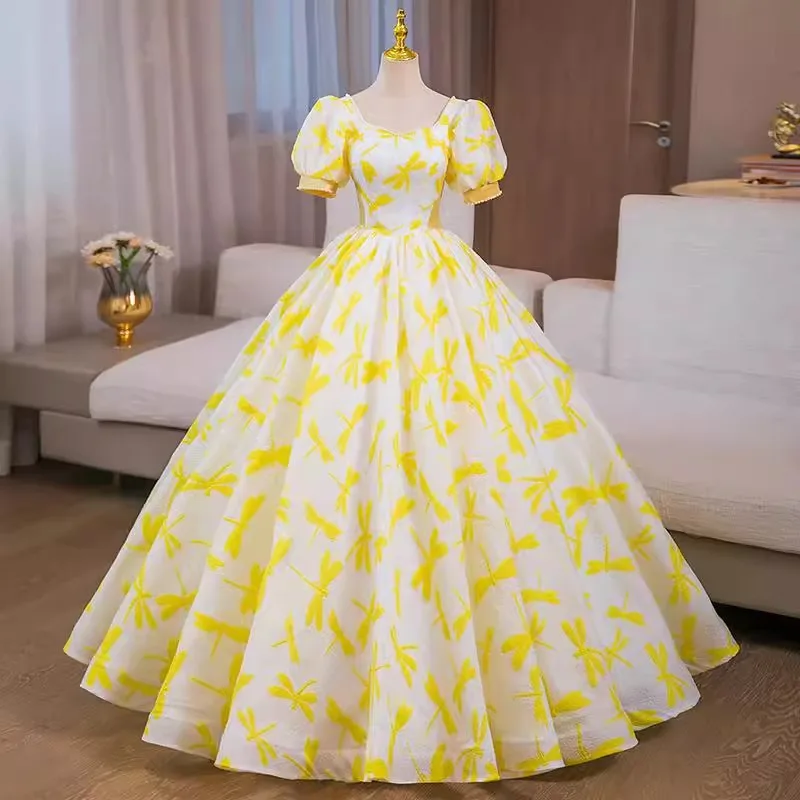 Customized Yellow Ball Gown Quinceanera Dresses Puff Sleeves Prom Birthday Party Gowns Formal Occasion Vestido De Noche
Customized Yellow Ball Gown Quinceanera Dresses Puff Sleeves Prom Birthday Party Gowns Formal Occasion Vestido De Noche