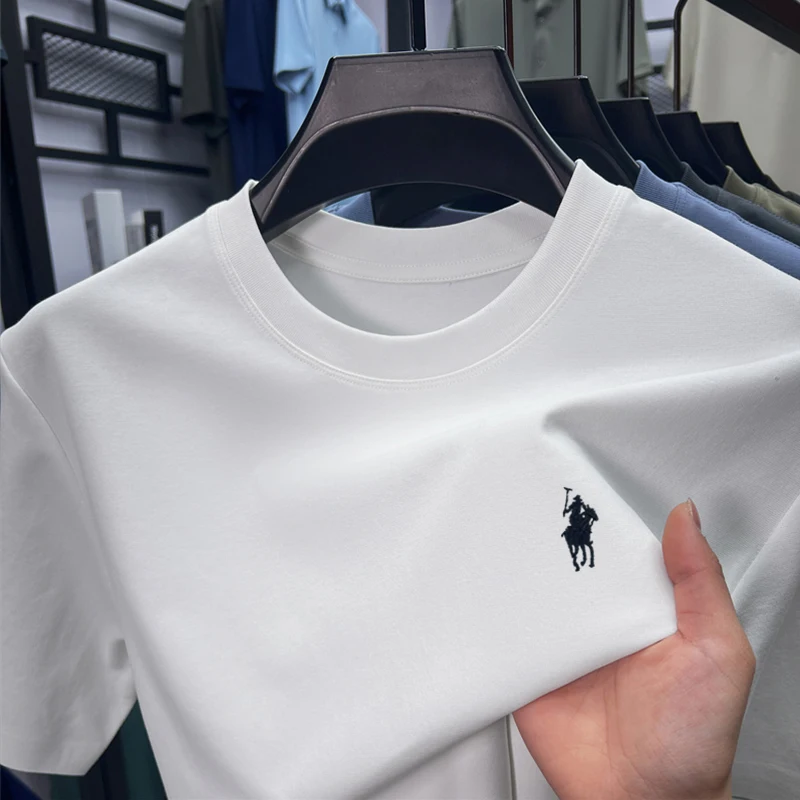 High End Men's Round Neck Half Sleeved T-shirt, Men's Summer Thin Breathable Embroidered Top
High End Men's Round Neck Half Sleeved T-shirt, Men's Summer Thin Breathable Embroidered Top