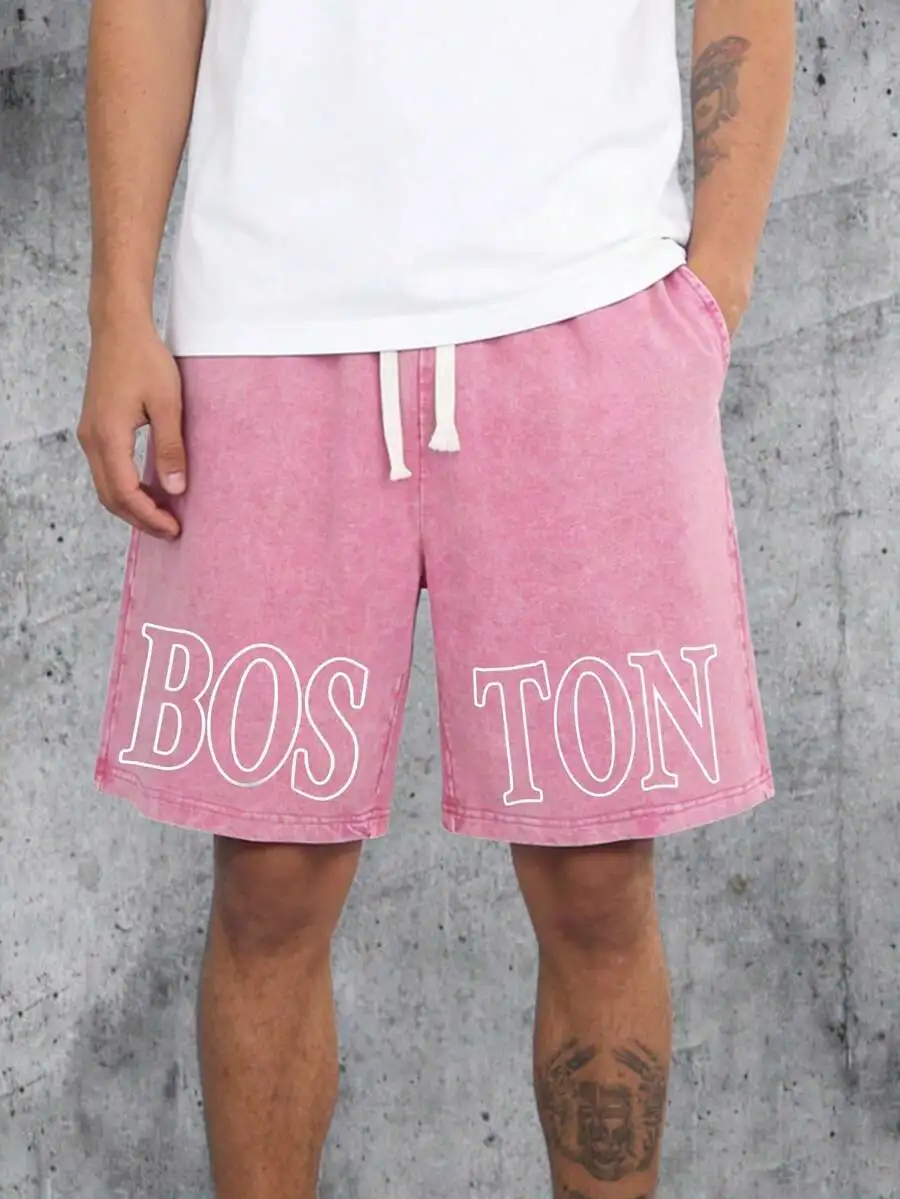 Mens Vintage Washed Letter Print Shorts With Drawstring Waist And Pockets
Mens Vintage Washed Letter Print Shorts With Drawstring Waist And Pockets