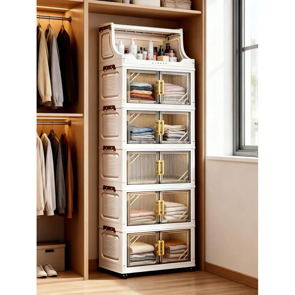 Plastic Folding Storage Cabinet, Double Door Home Living Room Toy Organizer Box, Bedroom Storage Cabinet With Wheels, Wardrobe
Plastic Folding Storage Cabinet, Double Door Home Living Room Toy Organizer Box, Bedroom Storage Cabinet With Wheels, Wardrobe