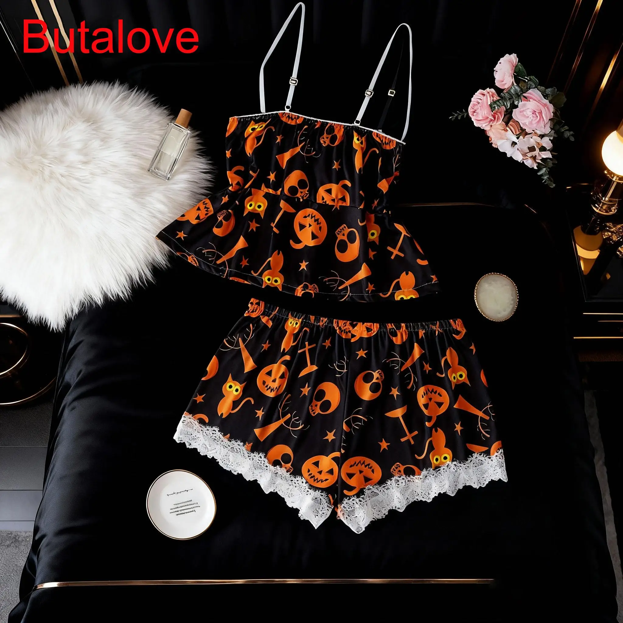 Halloween 2 PCS Sexy Lingerie Set 5XL Plus Size Pumpkin Print Nightgown & Spaghetti Pajama Costume Floral Lace Elegance
Halloween 2 PCS Sexy Lingerie Set 5XL Plus Size Pumpkin Print Nightgown & Spaghetti Pajama Costume Floral Lace Elegance
