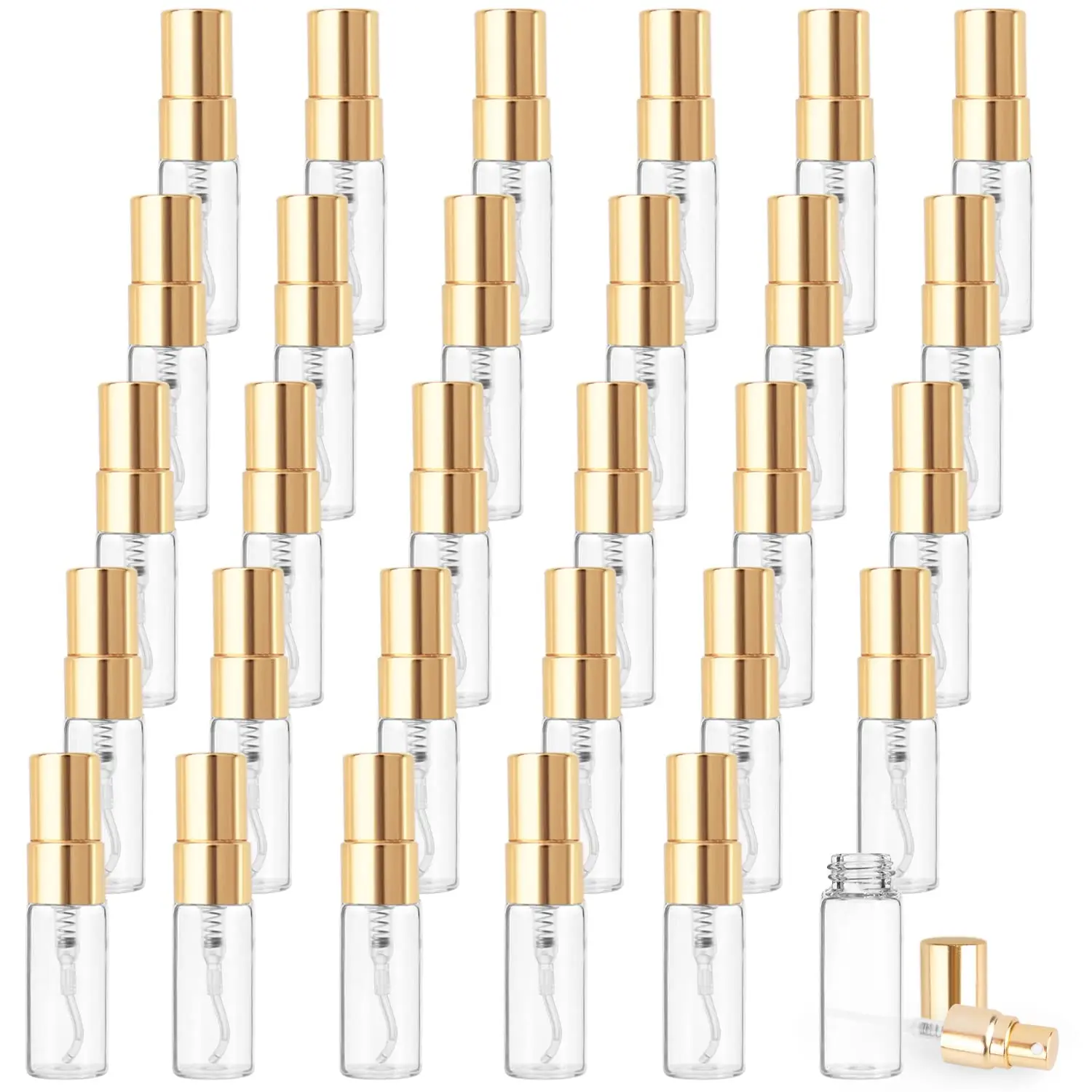 200-30Pcs 3ml Fine Mist Atomizer Glass Bottle Mini Clear Spray Vials Empty Refillable Perfume Bottles with Gold Lids for Travel
200-30Pcs 3ml Fine Mist Atomizer Glass Bottle Mini Clear Spray Vials Empty Refillable Perfume Bottles with Gold Lids for Travel