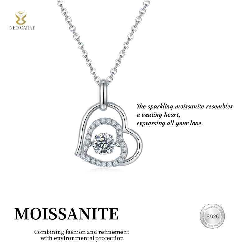 0.5-carat Round Moissanite Heart-Shaped Pendant Necklace for Women, 925 Sterling Silver Chain with GRA Certificate Gift for Her
0.5-carat Round Moissanite Heart-Shaped Pendant Necklace for Women, 925 Sterling Silver Chain with GRA Certificate Gift for Her