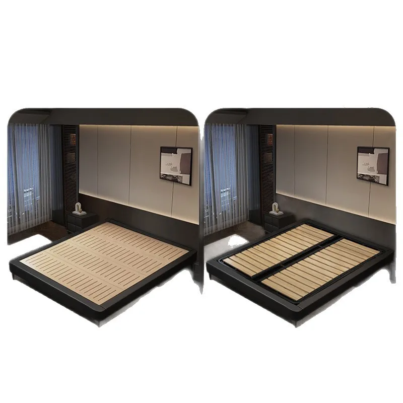 Retro leather French solid wood master bedroom high-end atmosphere antique black double wedding bed
Retro leather French solid wood master bedroom high-end atmosphere antique black double wedding bed