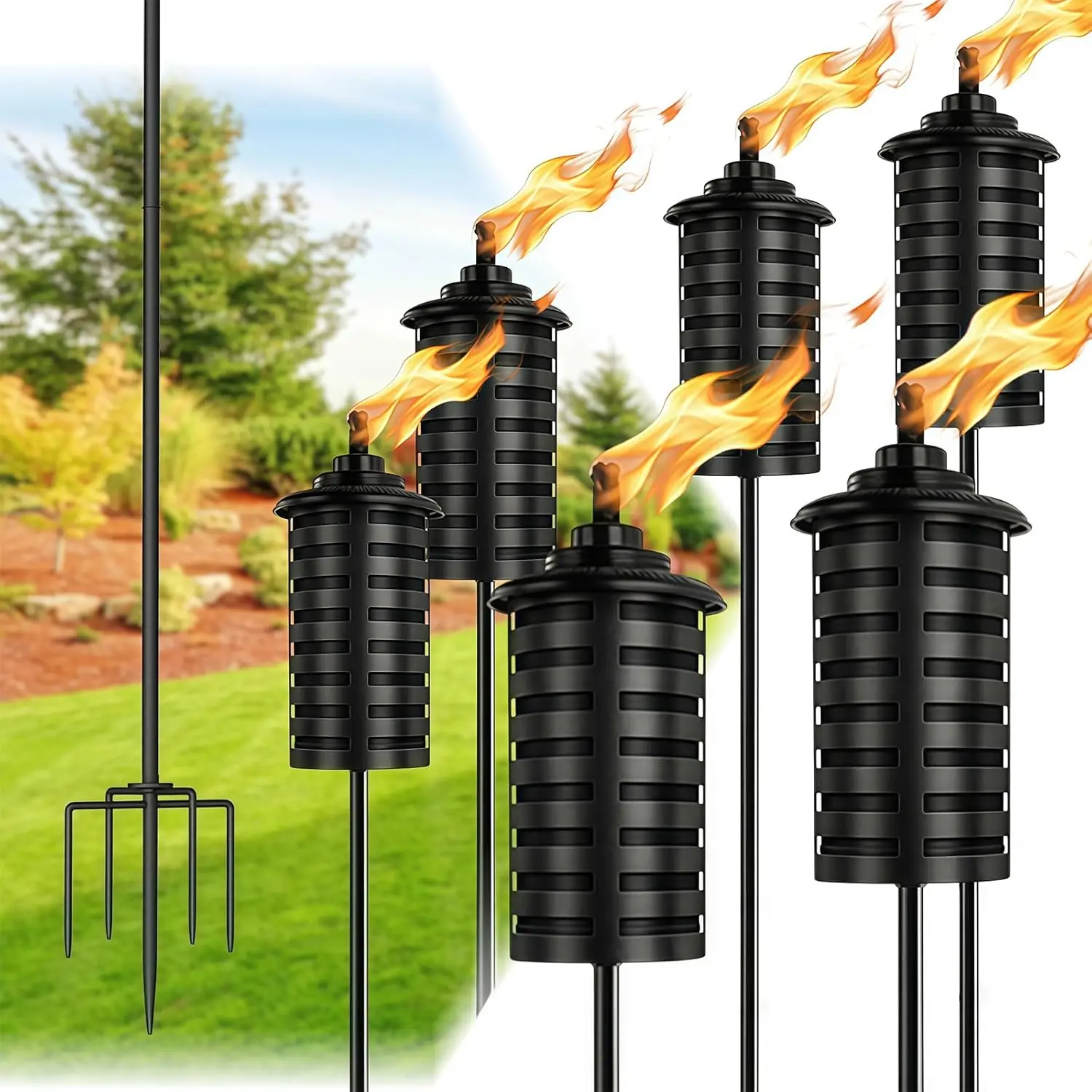 Upgraded Citronella Torches Set of 6, 16 Oz Outdoor Garden Torches with Grounded Stake for Patio, Backyard, Pathway Décor
Upgraded Citronella Torches Set of 6, 16 Oz Outdoor Garden Torches with Grounded Stake for Patio, Backyard, Pathway Décor