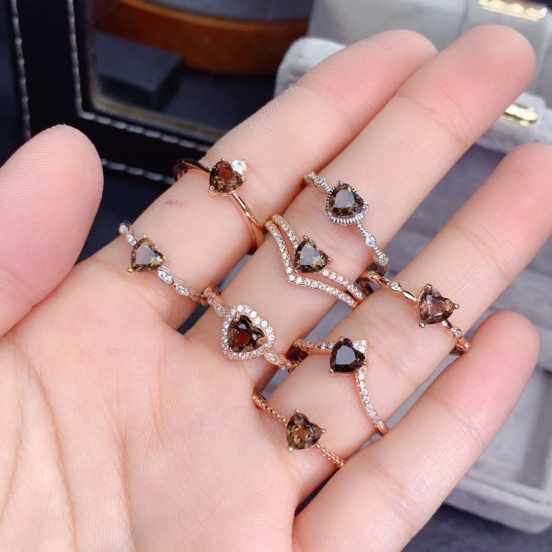 Beautiful Natural Smoky Quartz Heart Ring 925 Sterling Silver Women's Rings For Gift
Beautiful Natural Smoky Quartz Heart Ring 925 Sterling Silver Women's Rings For Gift