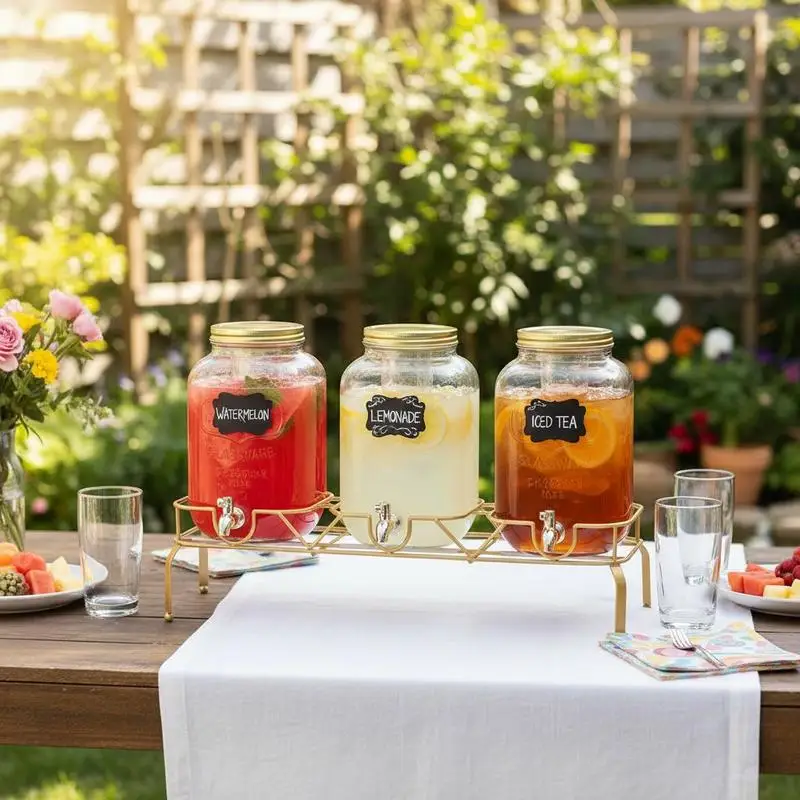 Juice Container 2 Gallon 3 Pack For Parties Weddings Catering, Glass Pitcher Metal Stand Infuser Cylinder Shape Cold Beverage Service
Juice Container 2 Gallon 3 Pack For Parties Weddings Catering, Glass Pitcher Metal Stand Infuser Cylinder Shape Cold Beverage Service