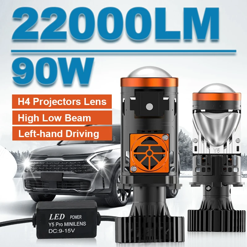 Y5 LED H4 Bi Canbus Mini Lens 6000K High Low Beam Kit Conversion Super Bright 22000LM Auto Car Lamps HD Projector Lens 12V 24V 
Y5 LED H4 Bi Canbus Mini Lens 6000K High Low Beam Kit Conversion Super Bright 22000LM Auto Car Lamps HD Projector Lens 12V 24V