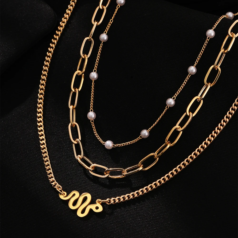 Trendy Multilayer Stacked Resin Pearl Chain Bent Snake Pendant Necklace Party Vacation Concert Daily Wear Versatile Accessory
Trendy Multilayer Stacked Resin Pearl Chain Bent Snake Pendant Necklace Party Vacation Concert Daily Wear Versatile Accessory