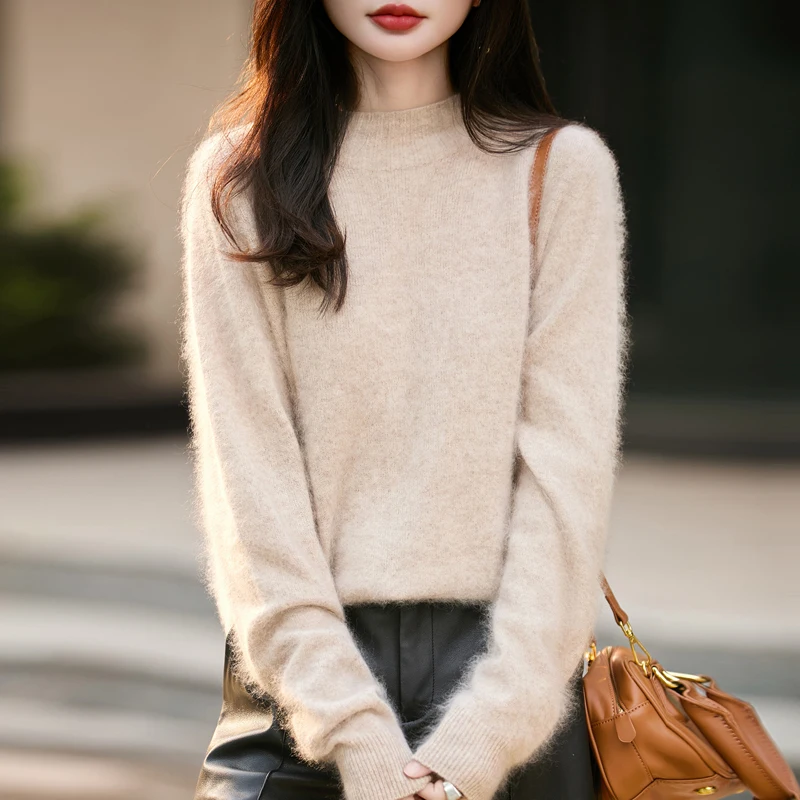 Классический женский свитер из 100% мериносовой шерсти на осень-зиму, вязаный, с воротником-стойкой, теплый, на кашемировой основе, однотонный, в корейском стиле
Классический женский свитер из 100% мериносовой шерсти на осень-зиму, вязаный, с воротником-стойкой, теплый, на кашемировой основе, однотонный, в корейском стиле