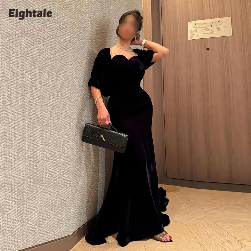 Eightale Velvet Evening Dress for Wedding Party Customized Black Sweetheart Mermaid Long Sleeves Arabic Prom Gowns
Eightale Velvet Evening Dress for Wedding Party Customized Black Sweetheart Mermaid Long Sleeves Arabic Prom Gowns
