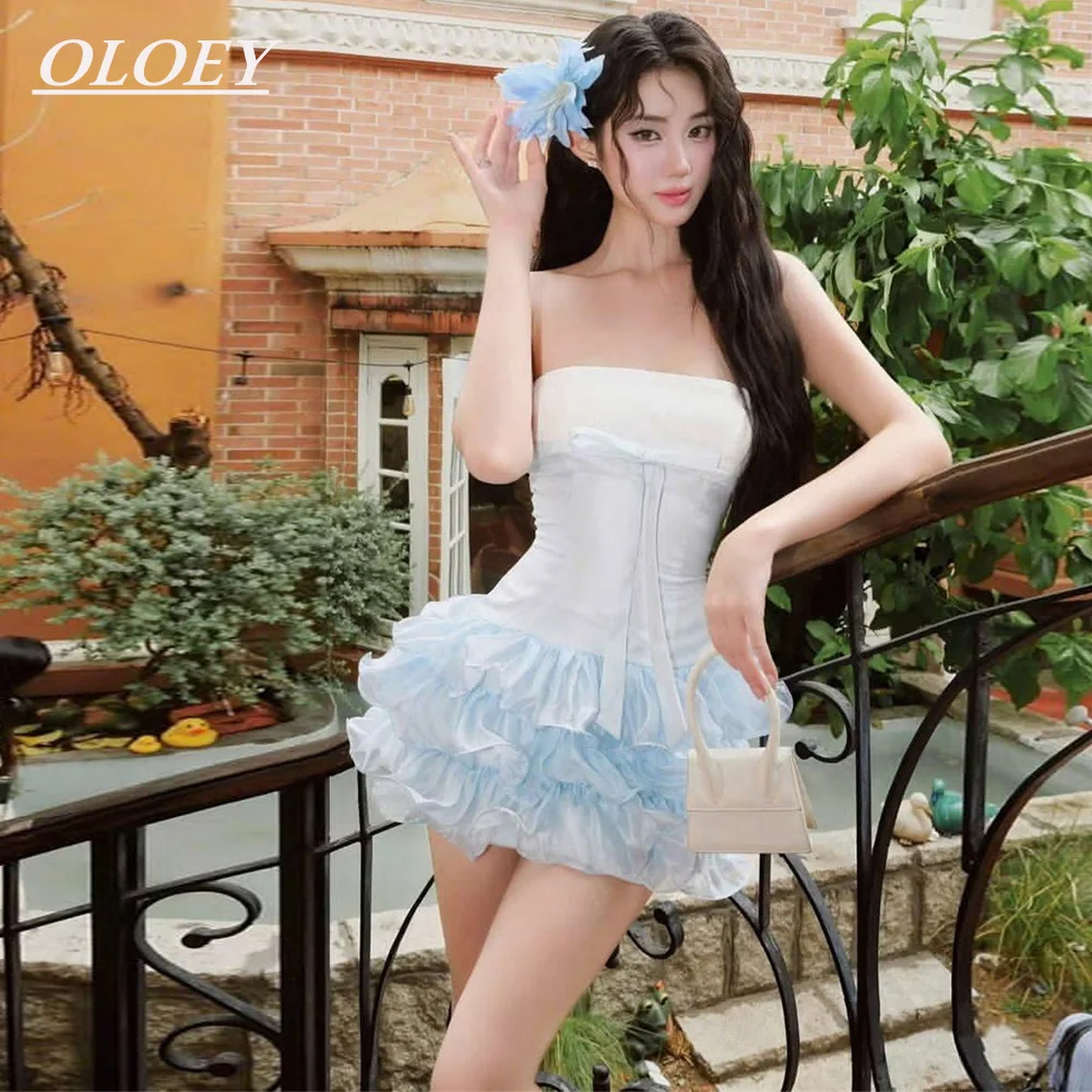 OLOEY Modern Strapless Light Blue Short Prom Cocktail Dress Ruffles A-line Mini Wedding Party Gown Customized Lace-up Back
OLOEY Modern Strapless Light Blue Short Prom Cocktail Dress Ruffles A-line Mini Wedding Party Gown Customized Lace-up Back