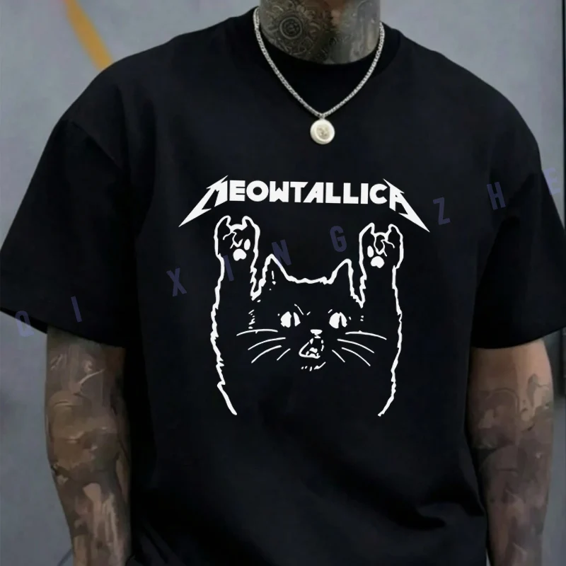 Funny Cat Meowtallica Cat Rock Music T-shirt Cotton O-neck Short Sleeve Moto T Shirt Fashion Hip Hop Tshirt
Funny Cat Meowtallica Cat Rock Music T-shirt Cotton O-neck Short Sleeve Moto T Shirt Fashion Hip Hop Tshirt