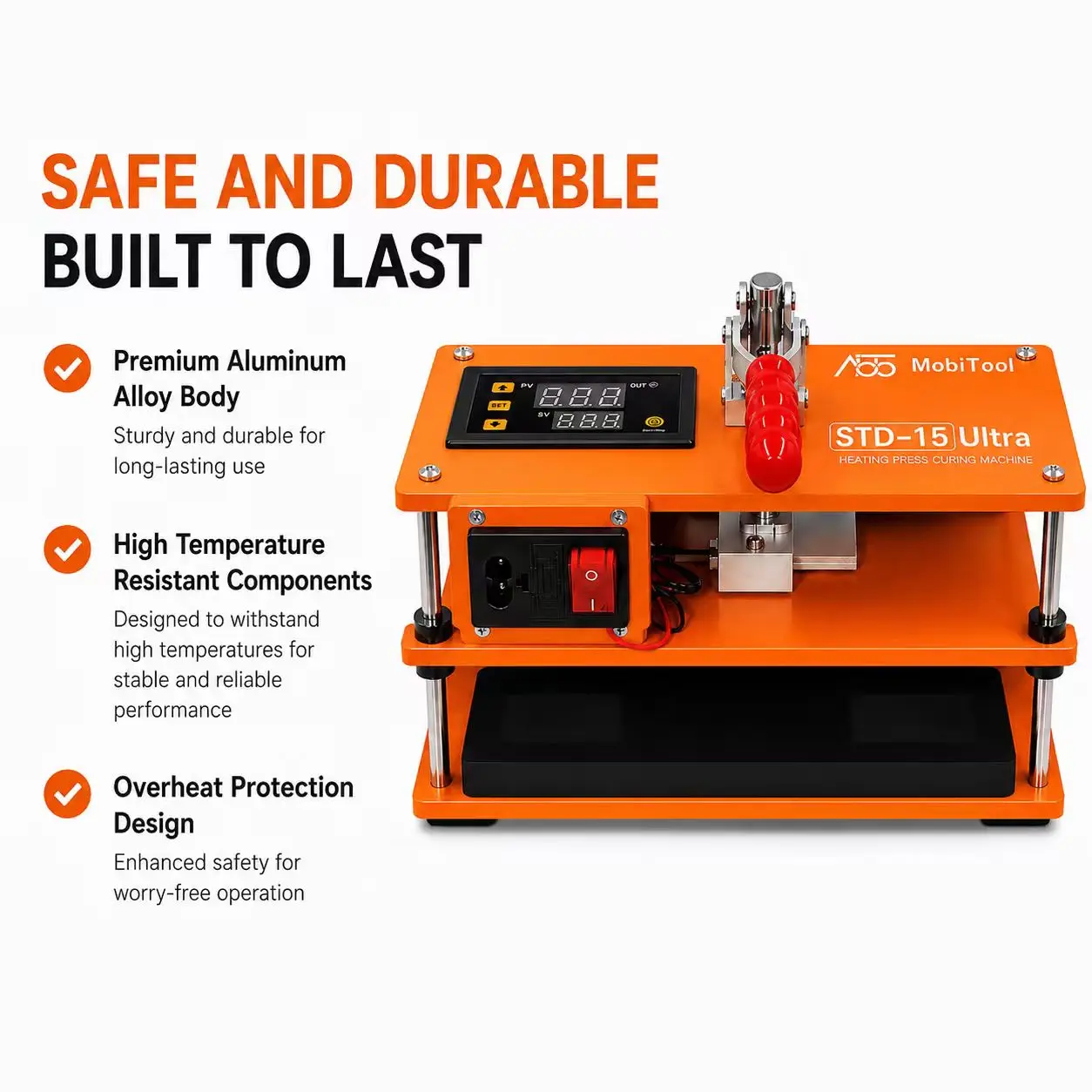 Mobi Tool STD-15 Precision Temperature Control Frame Separation Machine Adjustable Heating Press Curing Fixture for Phone Repair
Mobi Tool STD-15 Precision Temperature Control Frame Separation Machine Adjustable Heating Press Curing Fixture for Phone Repair