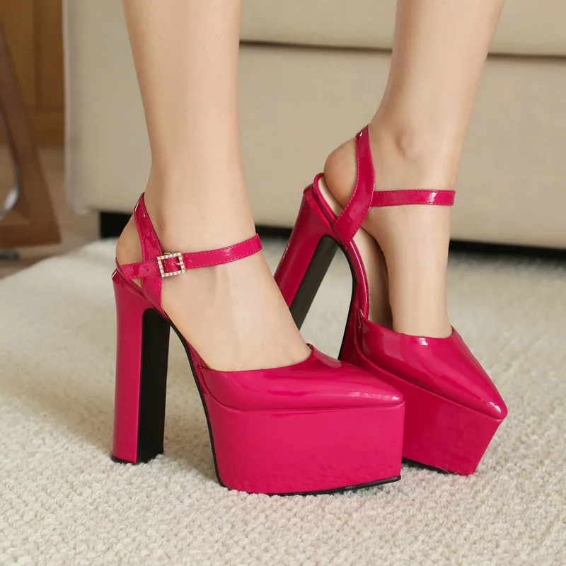 Pointed Toe Women Sandals 15.5CM Stiletto Summer Patent Leather Hollow Buckle Strap High Heel Large Size 43 Wedding Party Shoes
Pointed Toe Women Sandals 15.5CM Stiletto Summer Patent Leather Hollow Buckle Strap High Heel Large Size 43 Wedding Party Shoes