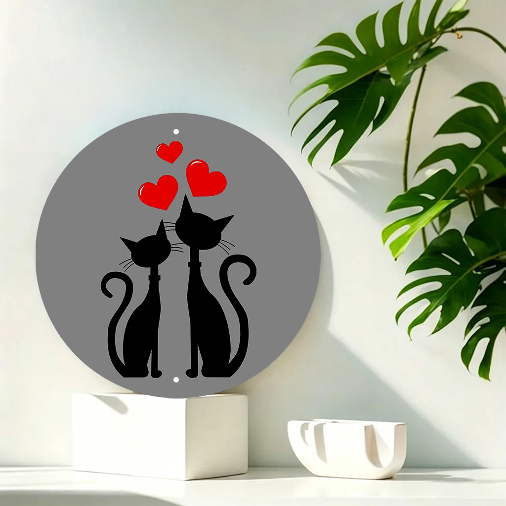 JIT 1-pc Two black cat silhouette with red heart print round metal tin sign wall decor, lightweight thin material, this artistic metal tin sign fits bedroom and entryway for multi-space wall decoration, ideal decorative gift for home lovers
JIT 1-pc Two black cat silhouette with red heart print round metal tin sign wall decor, lightweight thin material, this artistic metal tin sign fits bedroom and entryway for multi-space wall decoration, ideal decorative gift for home lovers