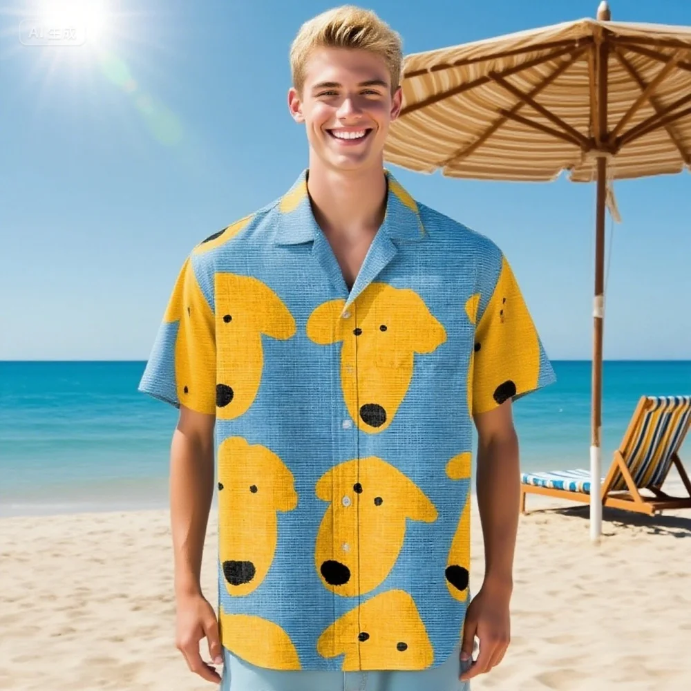 Linen Beach Shirt with Dog Pattern Trendy And Fashionable for 2025 Big Promotion Summer Wear for Men
Linen Beach Shirt with Dog Pattern Trendy And Fashionable for 2025 Big Promotion Summer Wear for Men