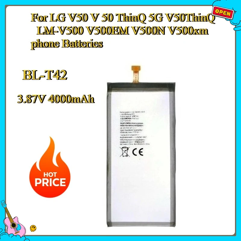 New BL-T42 4000mAh Replacement Battery For LG V50 V 50 ThinQ 5G V50ThinQ LM-V500 V500EM V500N V500xm phone Batteries
New BL-T42 4000mAh Replacement Battery For LG V50 V 50 ThinQ 5G V50ThinQ LM-V500 V500EM V500N V500xm phone Batteries