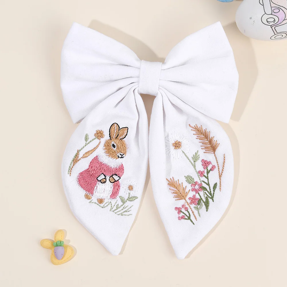 Rabbit Embroidery Bow Hair Clip Sweet Girls Bunny Bowknot Hairpin Handmade Fabric Children's Headdress Headwear Kids Accessories
Rabbit Embroidery Bow Hair Clip Sweet Girls Bunny Bowknot Hairpin Handmade Fabric Children's Headdress Headwear Kids Accessories