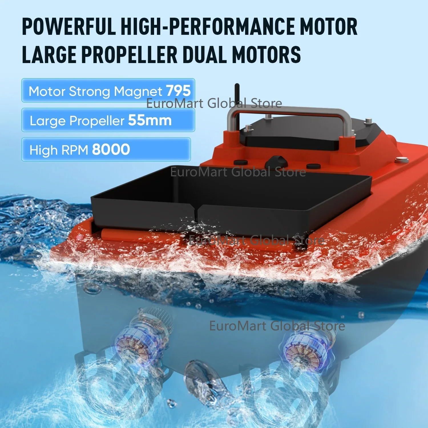 High-Speed Powerful RC Fishing Bait Boat Plastic for Carp Fishing
High-Speed Powerful RC Fishing Bait Boat Plastic for Carp Fishing