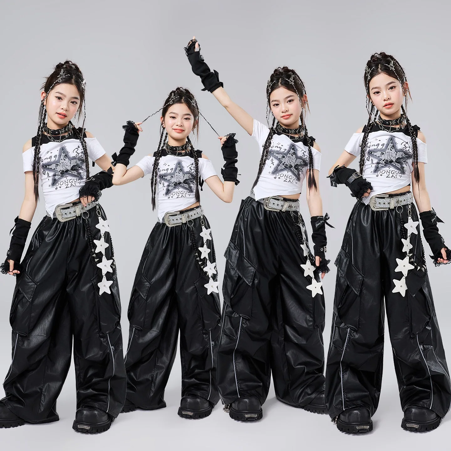 Girls Kpop Jazz Dance Costume Kids Summer Fashion Tops Black Baggy Pants Hip Hop Dance Performance Clothing Stage Wear BL19305
Girls Kpop Jazz Dance Costume Kids Summer Fashion Tops Black Baggy Pants Hip Hop Dance Performance Clothing Stage Wear BL19305