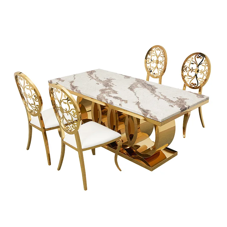 2022 Restaurant furniture metal dining room set luxury dining table set marble dining table with 6 chairs for home
2022 Restaurant furniture metal dining room set luxury dining table set marble dining table with 6 chairs for home