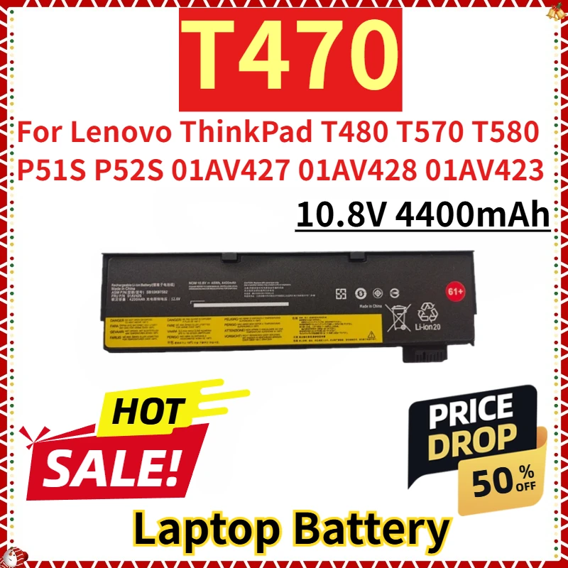 For Lenovo ThinkPad T480 T570 T580 P51S P52S 01AV427 01AV428 01AV423 New Replacement Laptop Battery 10.8V 4400mAh T470
For Lenovo ThinkPad T480 T570 T580 P51S P52S 01AV427 01AV428 01AV423 New Replacement Laptop Battery 10.8V 4400mAh T470