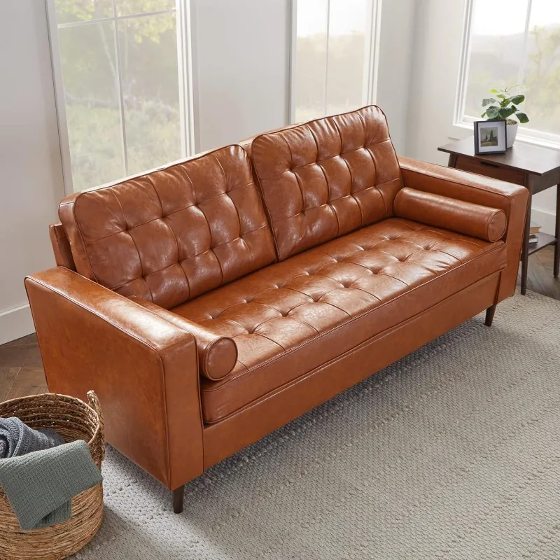 Upholstered Sofa, Office or Bedroom Sofa, No Button Tufting - Easy Assembly - 2 Upholstered Pillows - Camel Faux Leather
Upholstered Sofa, Office or Bedroom Sofa, No Button Tufting - Easy Assembly - 2 Upholstered Pillows - Camel Faux Leather