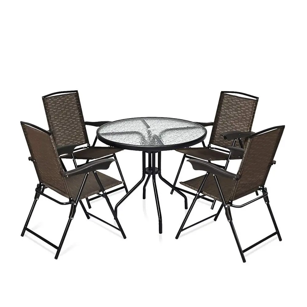 5Piece Bistro Set Outdoor Patio Furniture, 4 Folding Sling Chairs amp All Weather Round Patio Table Tempered Glass Top with Umb
5Piece Bistro Set Outdoor Patio Furniture, 4 Folding Sling Chairs amp All Weather Round Patio Table Tempered Glass Top with Umb