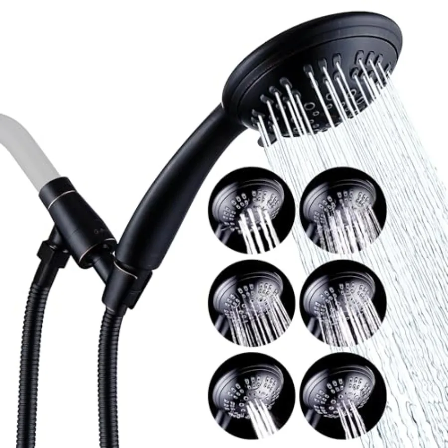 High Pressure Shower Head 6 Spray Setting with Adjustable Solid Brass Shower Arm Mount and Extra Long Flexible Stainless Steel
High Pressure Shower Head 6 Spray Setting with Adjustable Solid Brass Shower Arm Mount and Extra Long Flexible Stainless Steel
