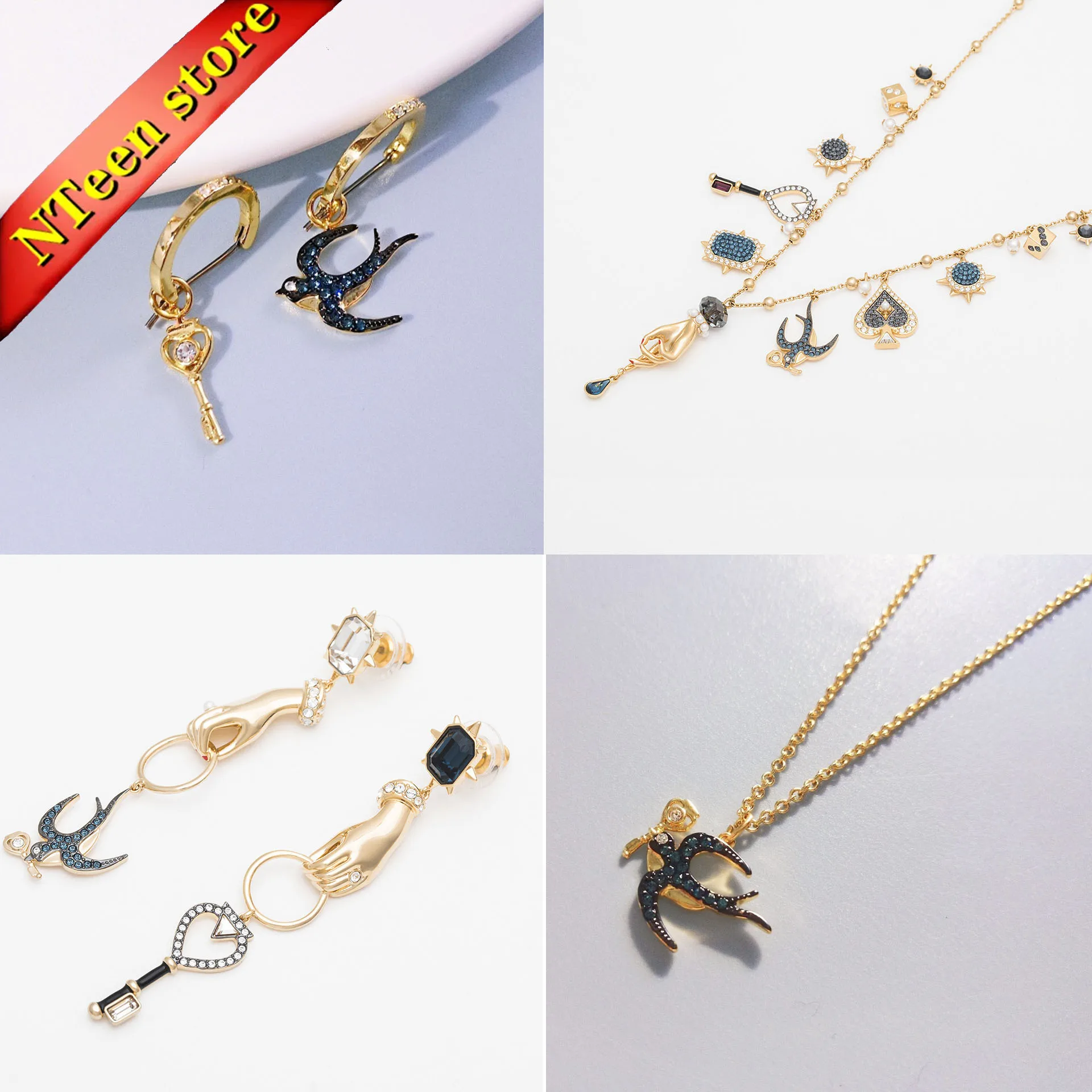 Charms Palm 2024 Tarot Necklace Fine Jewelry Set Women Swallow Earrings Lock Necklace Trendy Romantic Gift
Charms Palm 2024 Tarot Necklace Fine Jewelry Set Women Swallow Earrings Lock Necklace Trendy Romantic Gift