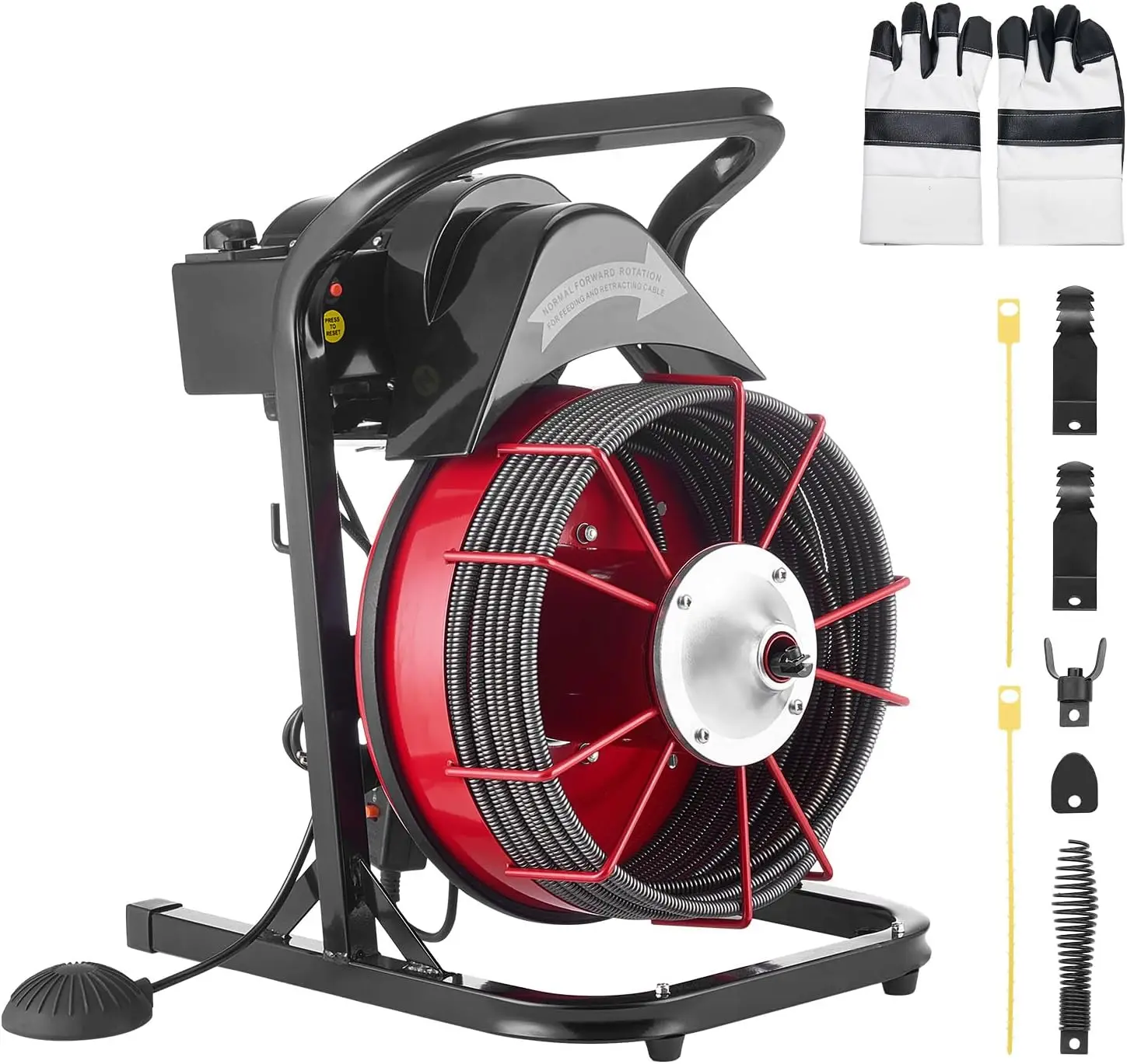 VEVOR Drain Cleaner Machine 75 FT x 3/8 Inch, Sewer Snake Auger Manual Feed with 4 Cutters & Air-activated Foot Switch for 2" to
VEVOR Drain Cleaner Machine 75 FT x 3/8 Inch, Sewer Snake Auger Manual Feed with 4 Cutters & Air-activated Foot Switch for 2" to
