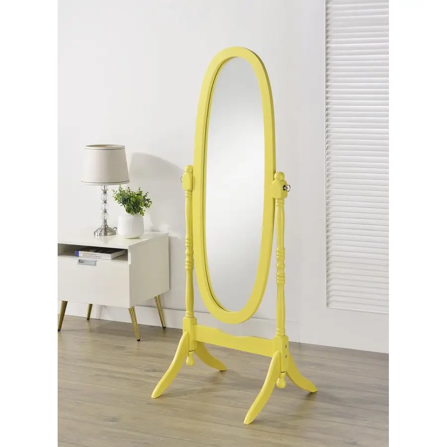 Traditional Queen Anna Style Wood Floor Cheval Mirror, Yellow
Traditional Queen Anna Style Wood Floor Cheval Mirror, Yellow