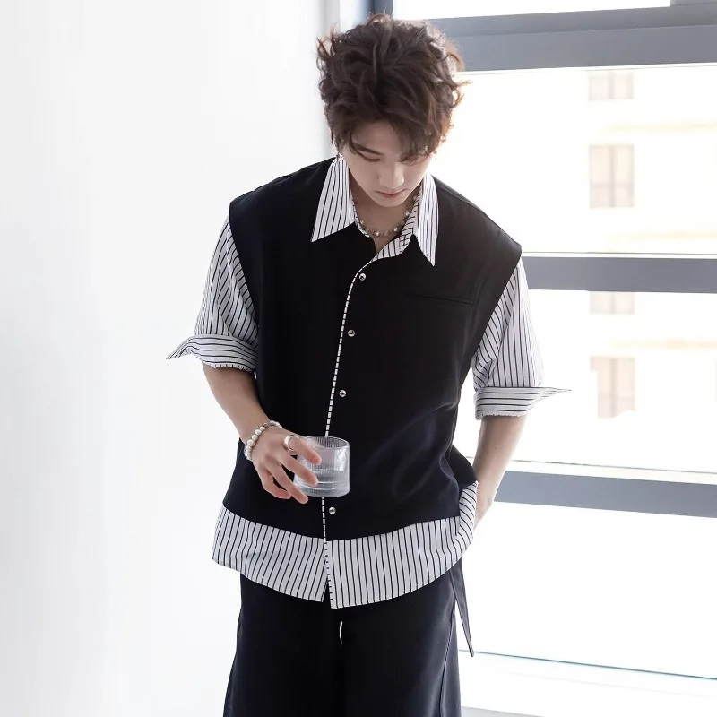 Men's 2026 Summer New Striped Splicing Short Sleeve Shirt Fashion Design Casual Loose Fit Streetwear Top
Men's 2026 Summer New Striped Splicing Short Sleeve Shirt Fashion Design Casual Loose Fit Streetwear Top