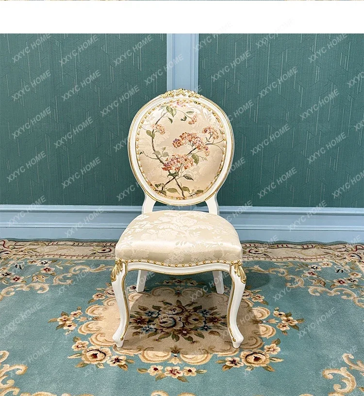 AA fabric embroidery dining chair court back chair light luxury carved solid wood home
AA fabric embroidery dining chair court back chair light luxury carved solid wood home