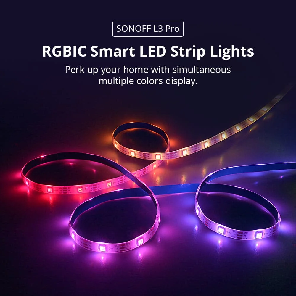 Смарт-светодиодная лента SONOFF L3 Pro RGBIC, фута, 44 предустановленных световых эффектов, музыкальные ритмы, голосовое управление, Alexa Google
Смарт-светодиодная лента SONOFF L3 Pro RGBIC, фута, 44 предустановленных световых эффектов, музыкальные ритмы, голосовое управление, Alexa Google