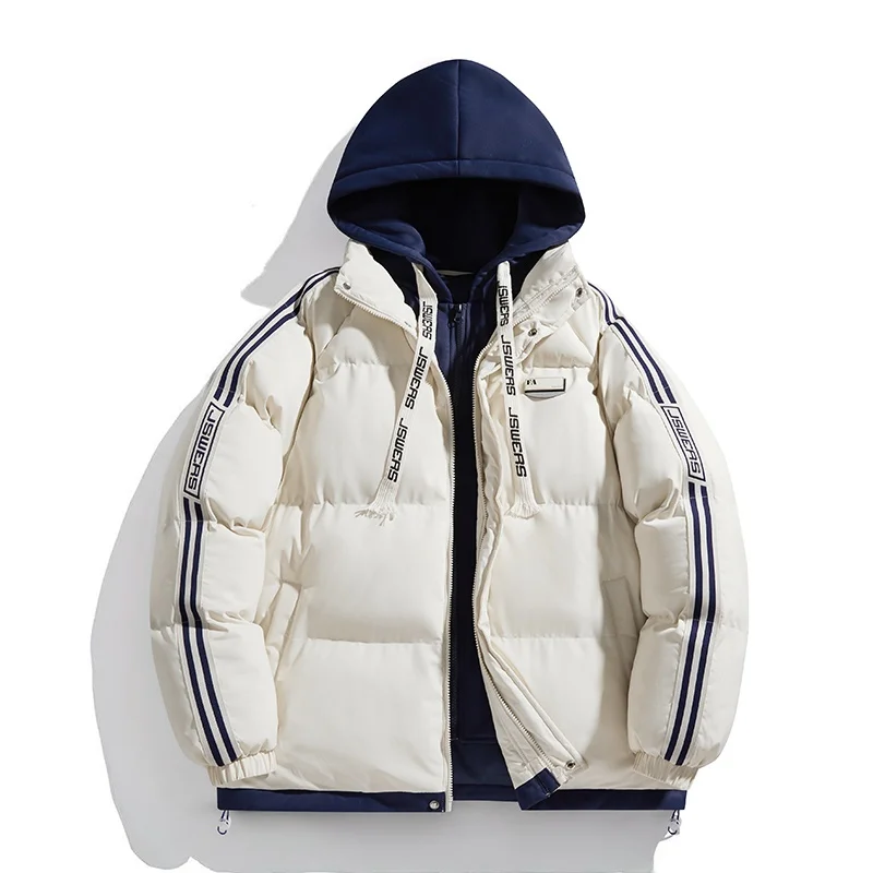 Thiened down Cotton Jaet Youthful Hooded Padded Coat Men's Women's Winter Warm Outerwear Faux Two-Piece Bread Sle
Thiened down Cotton Jaet Youthful Hooded Padded Coat Men's Women's Winter Warm Outerwear Faux Two-Piece Bread Sle