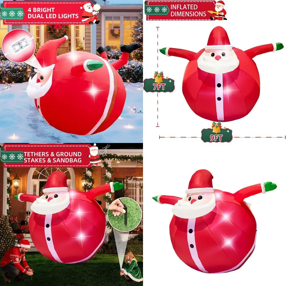 9-Foot Inflatable Santa with LED Lights - Outdoor Christmas Lawn Decor for Indoor & Garden
9-Foot Inflatable Santa with LED Lights - Outdoor Christmas Lawn Decor for Indoor & Garden