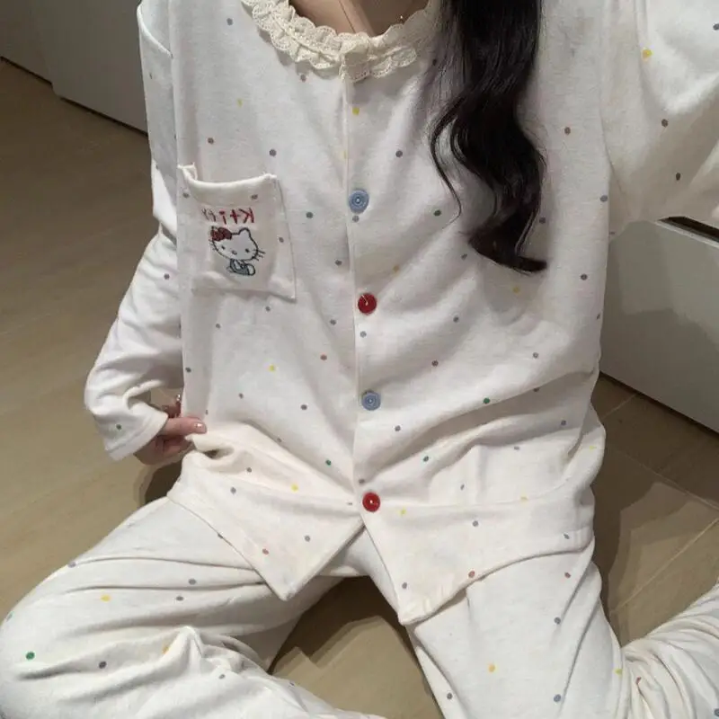 Anime Pajamas Set Autumn Winter Sanrio Hello Kitty Home Wear Set Women's Long-Sleeved Shirt Pants 2-Piece Set Girls Home Wear
Anime Pajamas Set Autumn Winter Sanrio Hello Kitty Home Wear Set Women's Long-Sleeved Shirt Pants 2-Piece Set Girls Home Wear