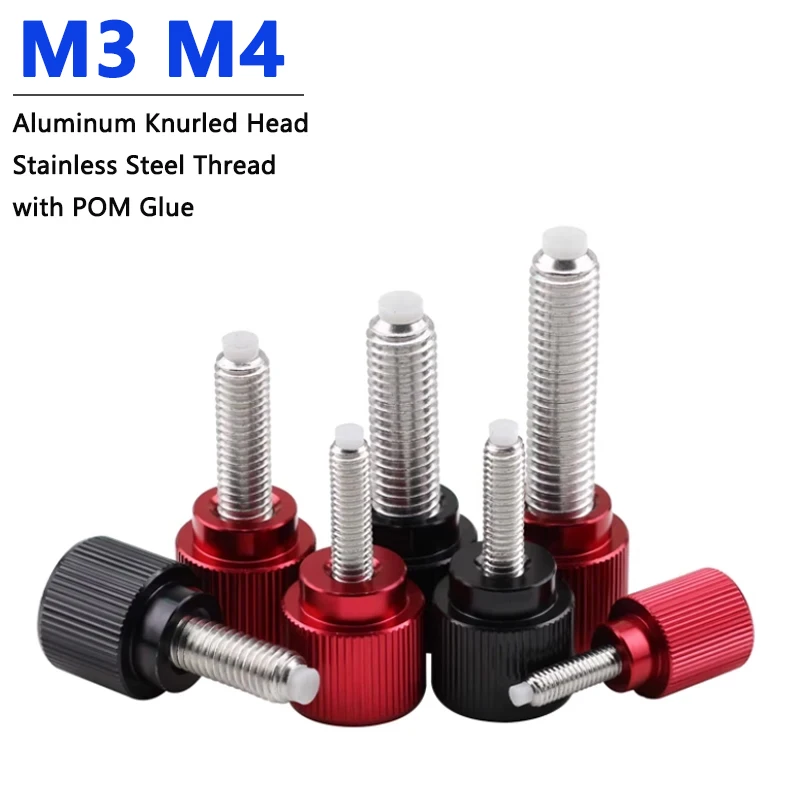1pc M3 M4 Aluminum Thumb Screw Aluminum Alloy Knurled Head + Stainless Steel Thread with POM Buffer Glue Hand Tighten Bolt
1pc M3 M4 Aluminum Thumb Screw Aluminum Alloy Knurled Head + Stainless Steel Thread with POM Buffer Glue Hand Tighten Bolt