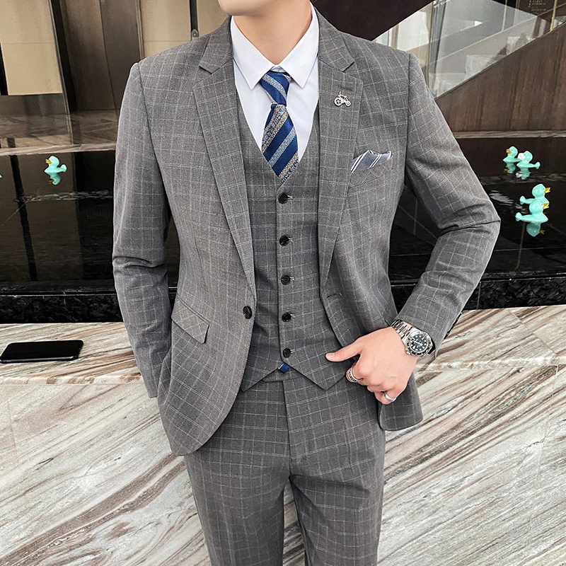(Blazer+Vest+Pants) Luxury High-end Tailcoat Brand Plaid Casual Business Slim Suits 3 Pcs Set Groom Wedding Party Dress Jacket
(Blazer+Vest+Pants) Luxury High-end Tailcoat Brand Plaid Casual Business Slim Suits 3 Pcs Set Groom Wedding Party Dress Jacket