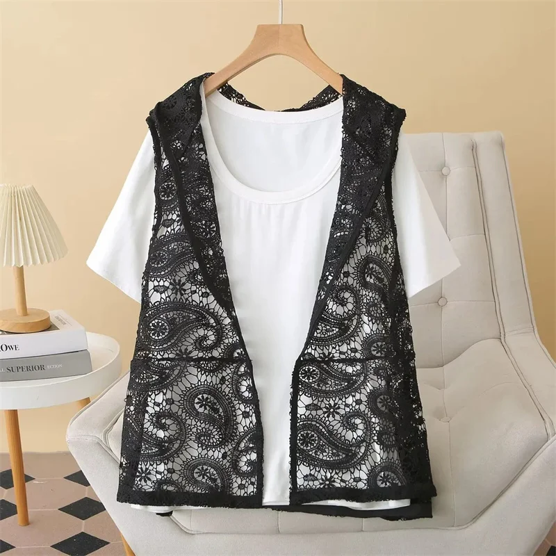 Fashion Lace Vest 2026 Women Waistcoat Spring Summer Autumn Vest Loose Comfortable Hollow Hooded Vest Jacket Coat Open Stitch
Fashion Lace Vest 2026 Women Waistcoat Spring Summer Autumn Vest Loose Comfortable Hollow Hooded Vest Jacket Coat Open Stitch