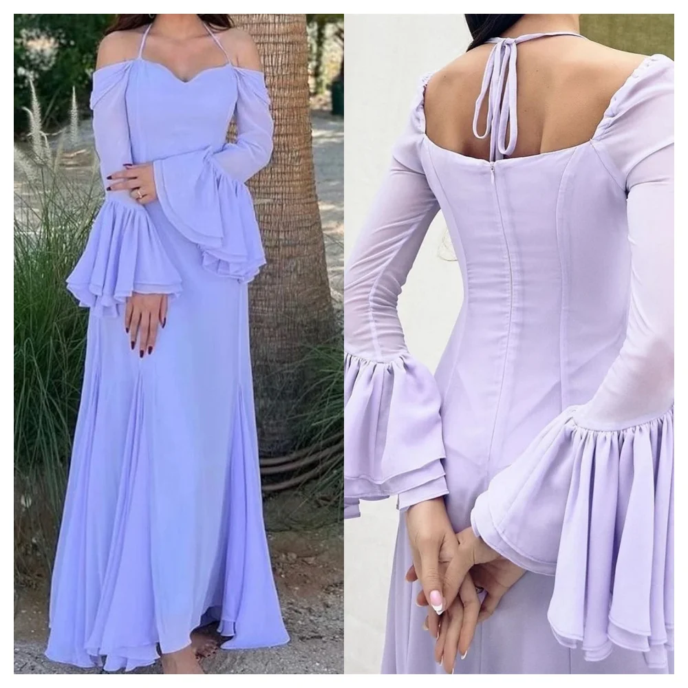 Customized Elegant Light Purple Chiffon Evening Dress Fashion Boat Neck Off the Shoulder Sleeveless Party Dress Classic Celebrit
Customized Elegant Light Purple Chiffon Evening Dress Fashion Boat Neck Off the Shoulder Sleeveless Party Dress Classic Celebrit