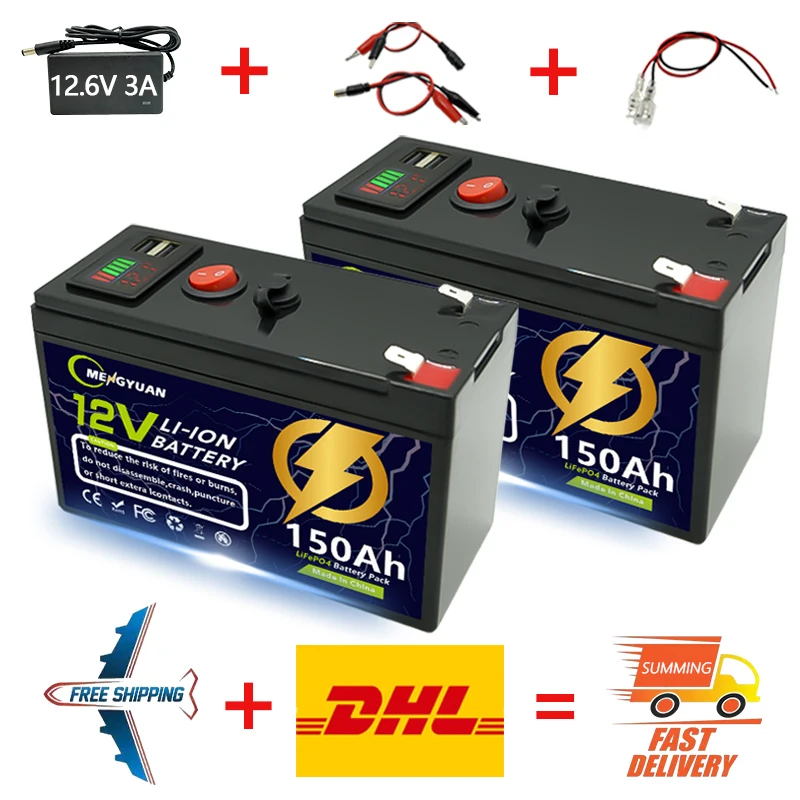 12V 150Ah Lithium LiFePO4 Deep Cycle Battery for Solar,Fish Finder,Lighting, Power Wheels, Off-Grid Applications Built-in BMS
12V 150Ah Lithium LiFePO4 Deep Cycle Battery for Solar,Fish Finder,Lighting, Power Wheels, Off-Grid Applications Built-in BMS